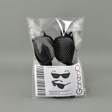 Raster-Brille/Loch-Brille für Augen-Training und Entspannung im 2er Set, Gitter-Brille mit faltbaren Bügeln, Form B - 5
