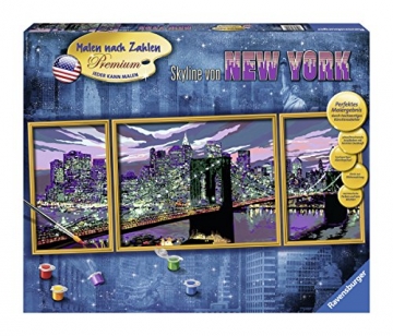 Ravensburger 28951 - Skyline von New York - Malen nach Zahlen Premium Triptychon, 100 x 40 cm - 