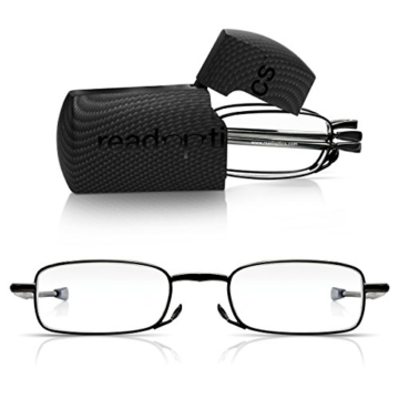 Read Optics faltbare Brille: Vollrand Lesehilfe in Stärke 1,5 Dioptrien für Herren/Damen. Mit Hartschalen-Etui, flexiblen Metall-Bügeln und Federscharnier. Hochwertige Gläser, schwarzer Rahmen - 1