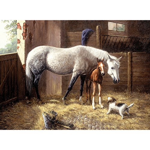 Malen nach Zahlen: Pferd mit Fohlen im Stall (40×32 cm) | Malen & Basteln