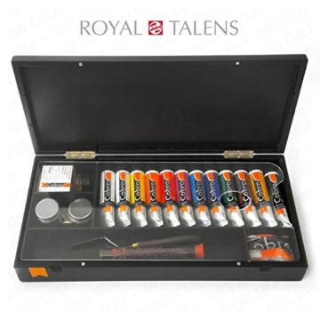 Royal Talens – Cobra Artist Wasser mischbare Ölfarben Art Set in Premium schwarz Geschenk-Box – mit Farben, Palette, und Pinsel - 1