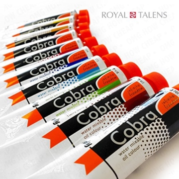 Royal Talens – Cobra Wasser mischbare Ölfarben Art Set im Premium Holz Fall – mit Farben, Palette, und Pinsel - 2