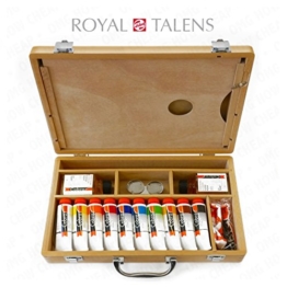 Royal Talens – Cobra Wasser mischbare Ölfarben Art Set im Premium Holz Fall – mit Farben, Palette, und Pinsel - 1
