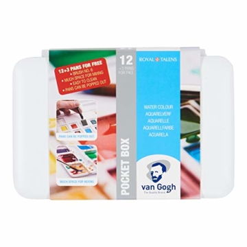 Royal Talens Van Gogh Aquarell Malkasten, 15 halbe Näpfchen & Pinsel - 1