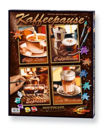 Schipper 609340553 - Malen nach Zahlen - Kaffeepause (Quattro), je 18x24 cm - 