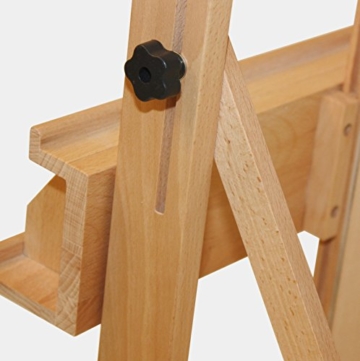 Stabile Studio Staffelei 147 aus FSC® Buchenholz, für Keilrahmen bis 200cm, mit großer Ablage für Malutensilien - 4