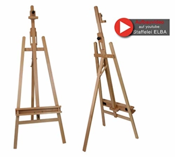 Staffelei ELBA aus Buchenholz FSC, Sitz- und Standstaffelei Starthöhe 40-105 cm, Qualität vom Fachhändler für Keilrahmen bis 120cm - 1