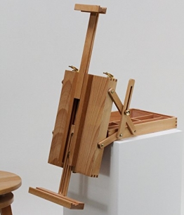 Tischstaffelei "MERAN" mit Malkoffer, aus Buchenholz (FSC®- zertifiziert), für Keilrahmen bis max. 70cm, Sitzstaffelei, Kofferstaffelei - 1