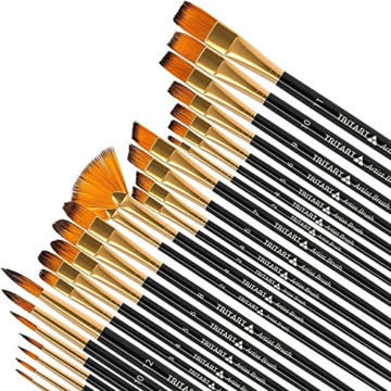 Tritart Pinselset mit 25 Pinsel - Acryl Pinsel Aquarellpinsel Gouache Pinsel Ölmalerei-Pinsel - 2 Mischpaletten - Pinselset Acrylfarben aus Synthetik - Pinsel Set zum Malen - 2
