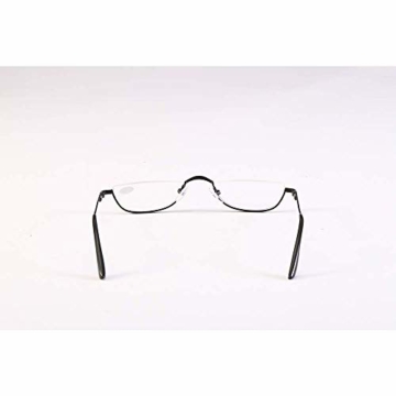 Unisex Lesehilfe Half Moon Halbrandrahmen aus Metall Federscharnier ultradünne Lesebrille(Grau,+3.0) - 3