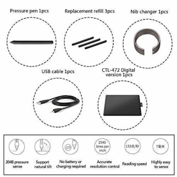 Wacom One CTL-472-N Creative Pen Tablet zum Zeichnen Schwarz, Größe S - 7