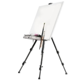 Walimex pro Aluminium Atelierstaffelei XL 180 cm - Grosse Staffelei mit weitem Einsatzbereich, für Leinwand bis 140cm Höhe und 4cm Tiefe, nur 1,12kg, Halterung für Farben, Pinsel, Tücher, inkl. Tasche - 1