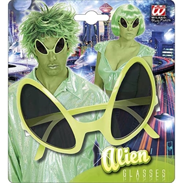 Widmann 0347O - Brille von Außerirdischem, Accessoire, Halloween, Mottoparty, Karneval, Grün - 2