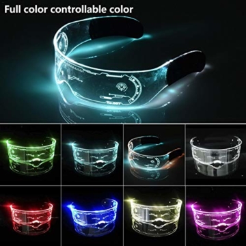 XIAMUSUMMER Halloween-LED-Leuchtbrille – Neonbrille – Cyberpunk LED-Visier Brille – Futuristische elektronische Visierbrille – für Party, Disco, DJ, Musik, Konzert, Live, Verkleidung - 2