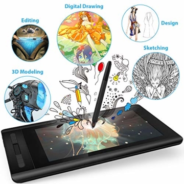 XP-PEN Artist 12 Grafikmonitor Drawing Pen Tablet Pen Display 1920 X 1080 HD IPS mit Touch Bar Zeichnen Stift P06 mit dem Radiergummi zum Fernunterricht Home-Office (Artist 12) - 2