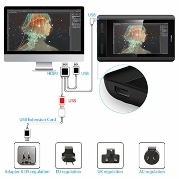 XP-PEN Artist 12 Grafikmonitor Drawing Pen Tablet Pen Display 1920 X 1080 HD IPS mit Touch Bar Zeichnen Stift P06 mit dem Radiergummi zum Fernunterricht Home-Office (Artist 12) - 8