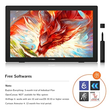 XP-PEN Artist 24 Pen Display 23,8 Zoll Grafiktablett mit Display, 127% sRGB Farbraum, 2560x1440 Auflösung, Stift mit Neigung, Zeichentablett für digitales Zeichnen und Bildbearbeitung - 2