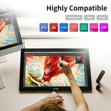 XP-PEN Artist 24 Pen Display 23,8 Zoll Grafiktablett mit Display, 127% sRGB Farbraum, 2560x1440 Auflösung, Stift mit Neigung, Zeichentablett für digitales Zeichnen und Bildbearbeitung - 8
