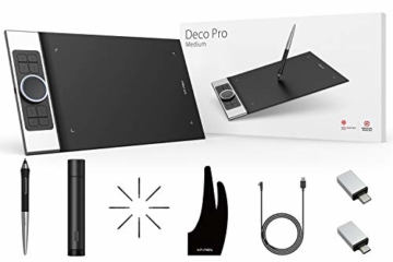 XP-PEN Deco Pro Medium 15x8 Zoll Grafiktablett Pen Tablet Mobiles Zeichentablett zum Malen für Fernunterricht Home-Office mit Doppelrad 8192 Druckstufen - 9