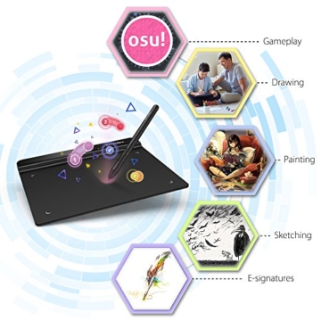XP-PEN G640 6 x 4 Zoll Drawing Tablet Grafiktablett Pen Tablet OSU! Spielen für Fernunterricht Home-Office 20 Ersatz Nibs (G640, Schwarz) - 2