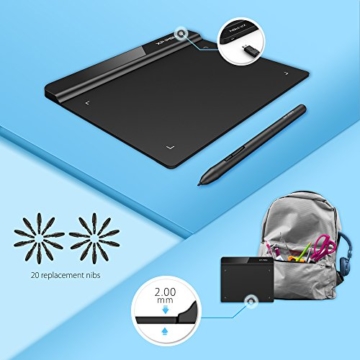 XP-PEN G640 6 x 4 Zoll Drawing Tablet Grafiktablett Pen Tablet OSU! Spielen für Fernunterricht Home-Office 20 Ersatz Nibs (G640, Schwarz) - 5