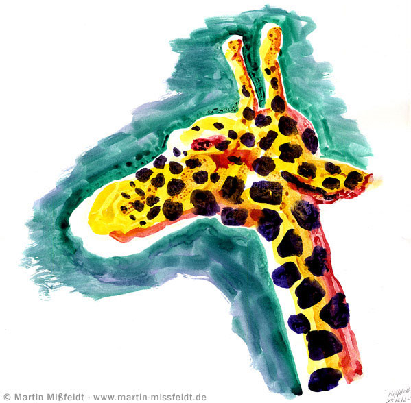 Giraffe: lasierende leuchtende Aquarellfarben